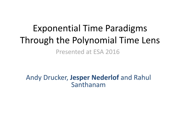 exponential time paradigms through the polynomial n.w