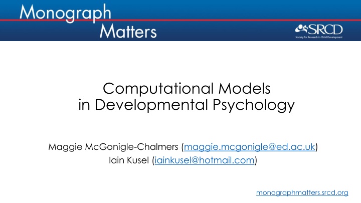 computational models in developmental psychology n.w