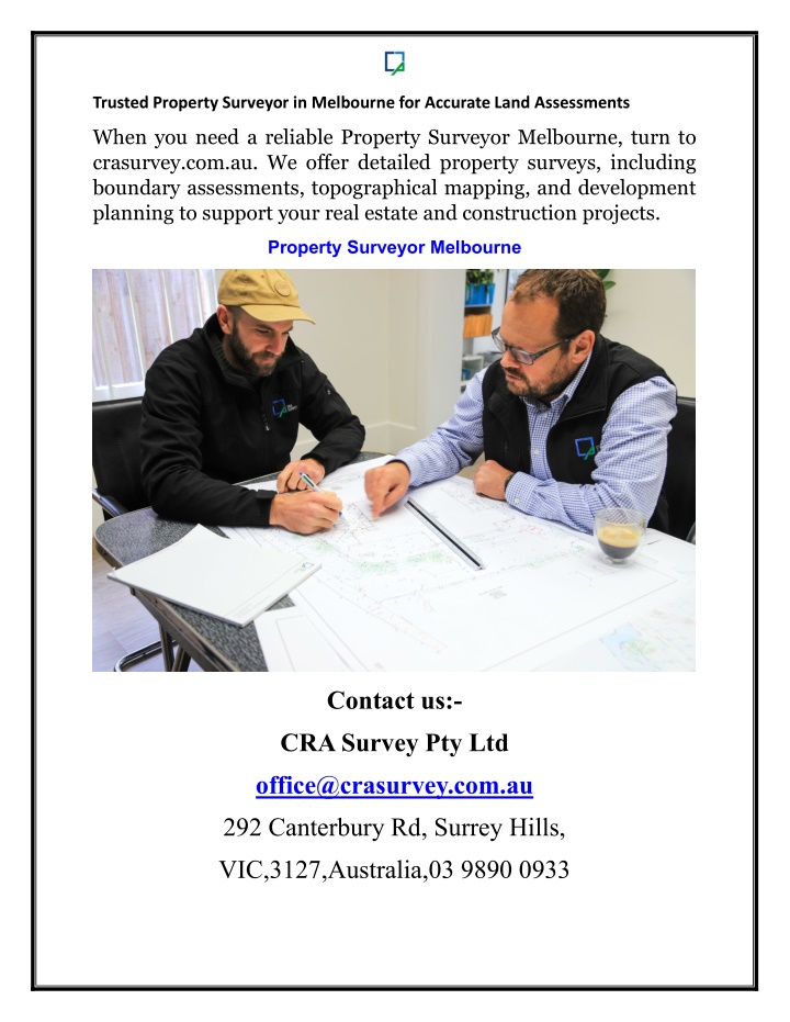 trusted property surveyor in melbourne n.w