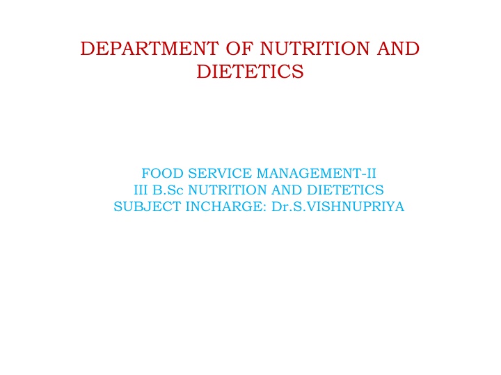 department of nutrition and dietetics n.w