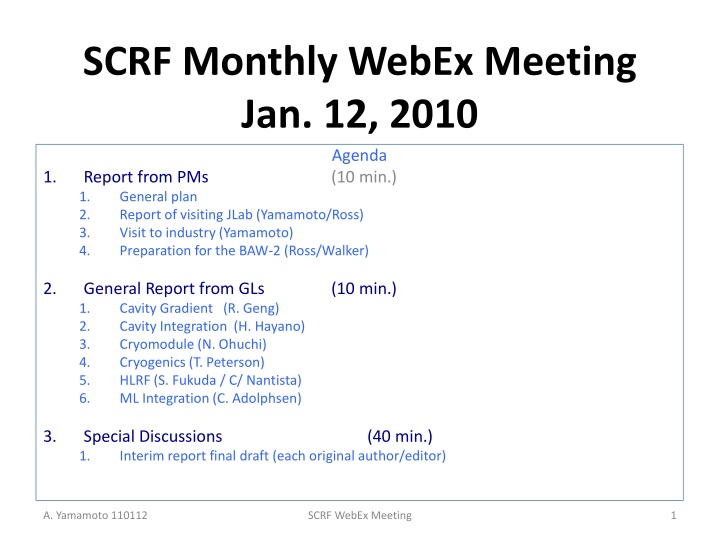 scrf monthly webex meeting jan 12 2010 agenda n.w