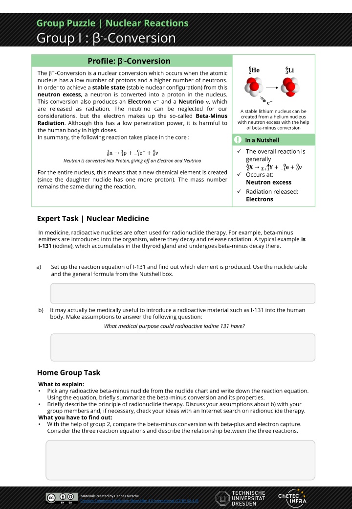 group puzzle nuclear reactions n.w