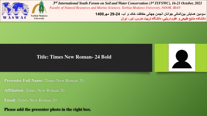 3 rd international youth forum on soil and water n.w