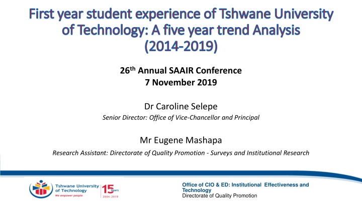 first year student experience of tshwane n.w