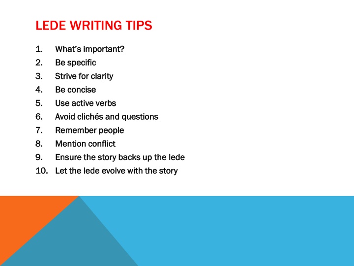 lede writing tips n.w