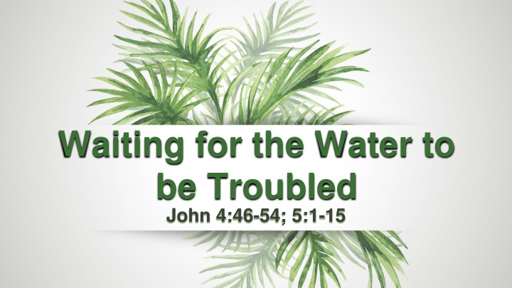 waiting for the water to be troubled john n.w