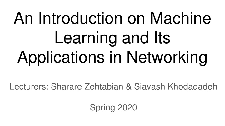 an introduction on machine learning n.w
