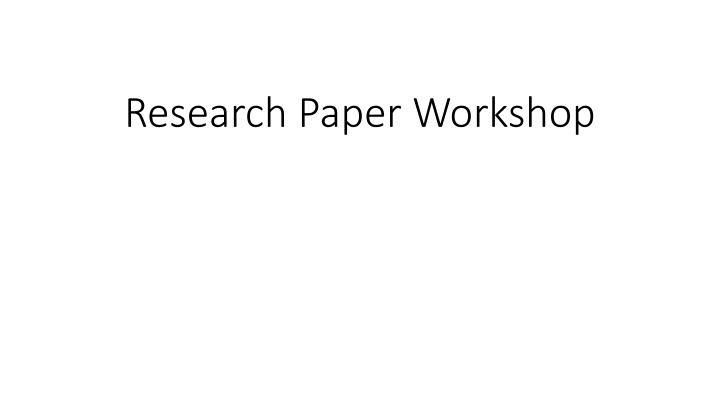 research paper workshop n.w