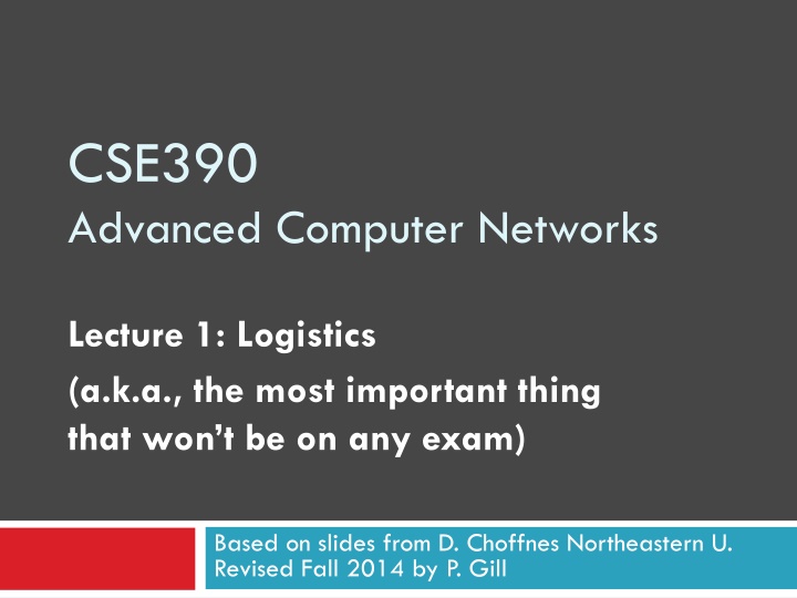 cse390 advanced computer networks n.w