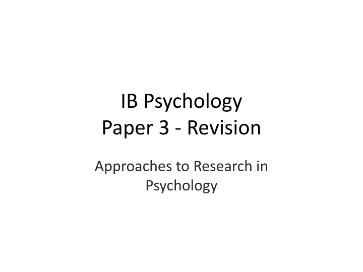 ib psychology paper 3 revision n.w