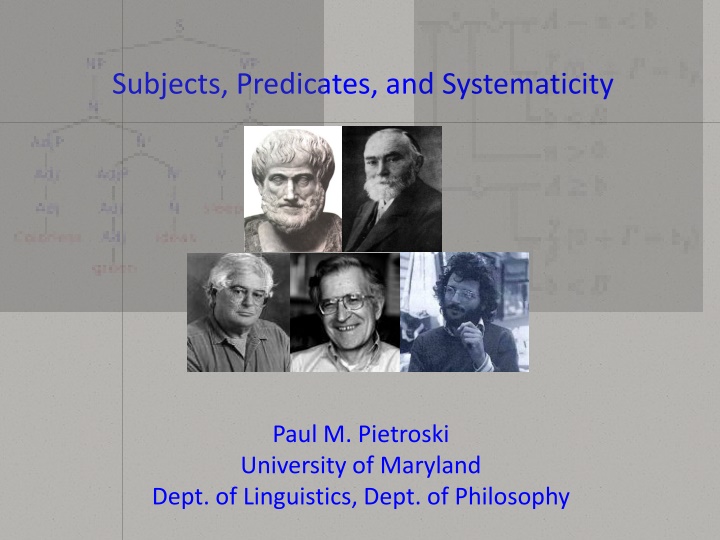 subjects predicates and systematicity n.w