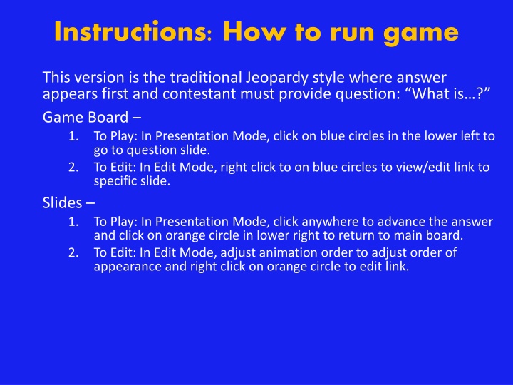instructions how to run game n.w