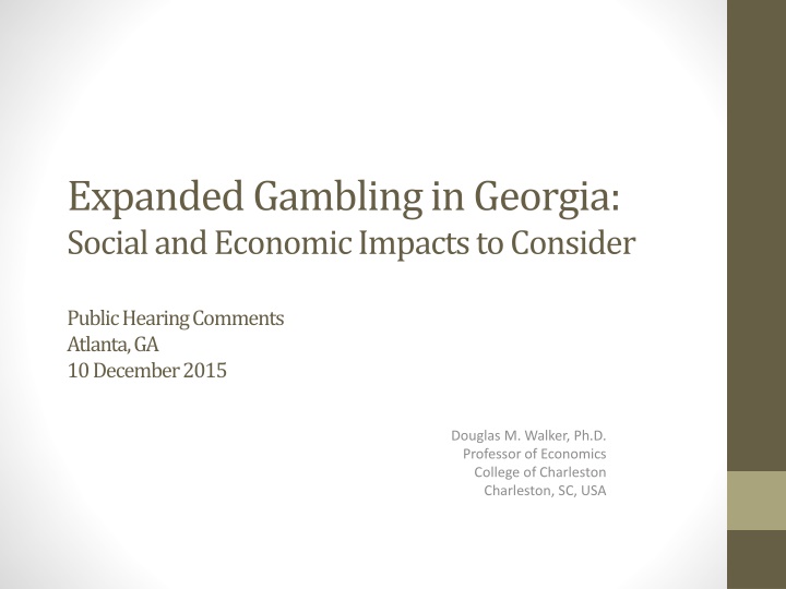 Social and Economic Impacts of Expanded Gambling in Georgia