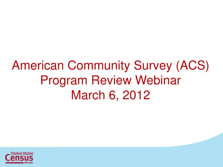 american community survey acs program review n.w
