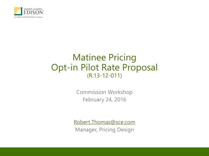matinee pricing opt in pilot rate proposal n.w