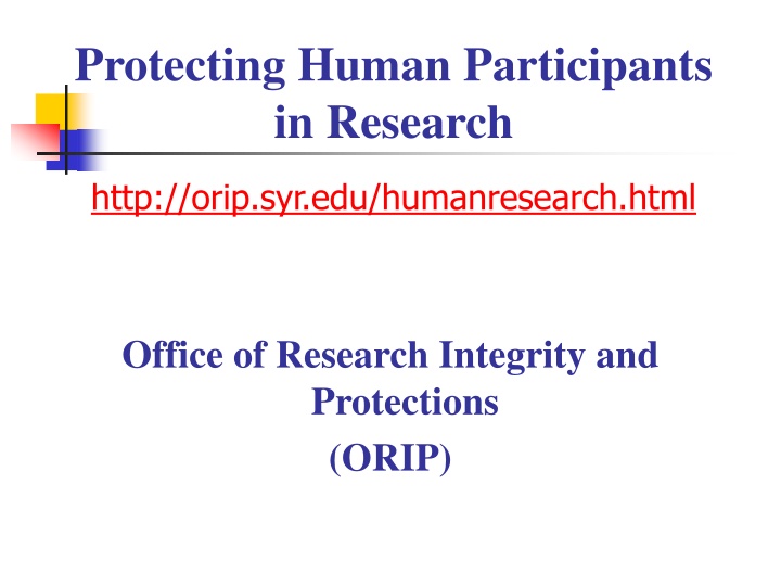 protecting human participants in research n.w