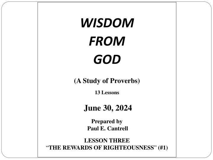 wisdom from god n.w