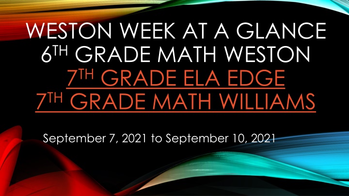 weston week at a glance 6 th grade math weston n.w