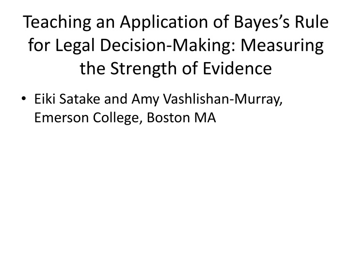 teaching an application of bayes s rule for legal n.w