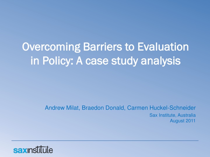 overcoming barriers to evaluation overcoming n.w