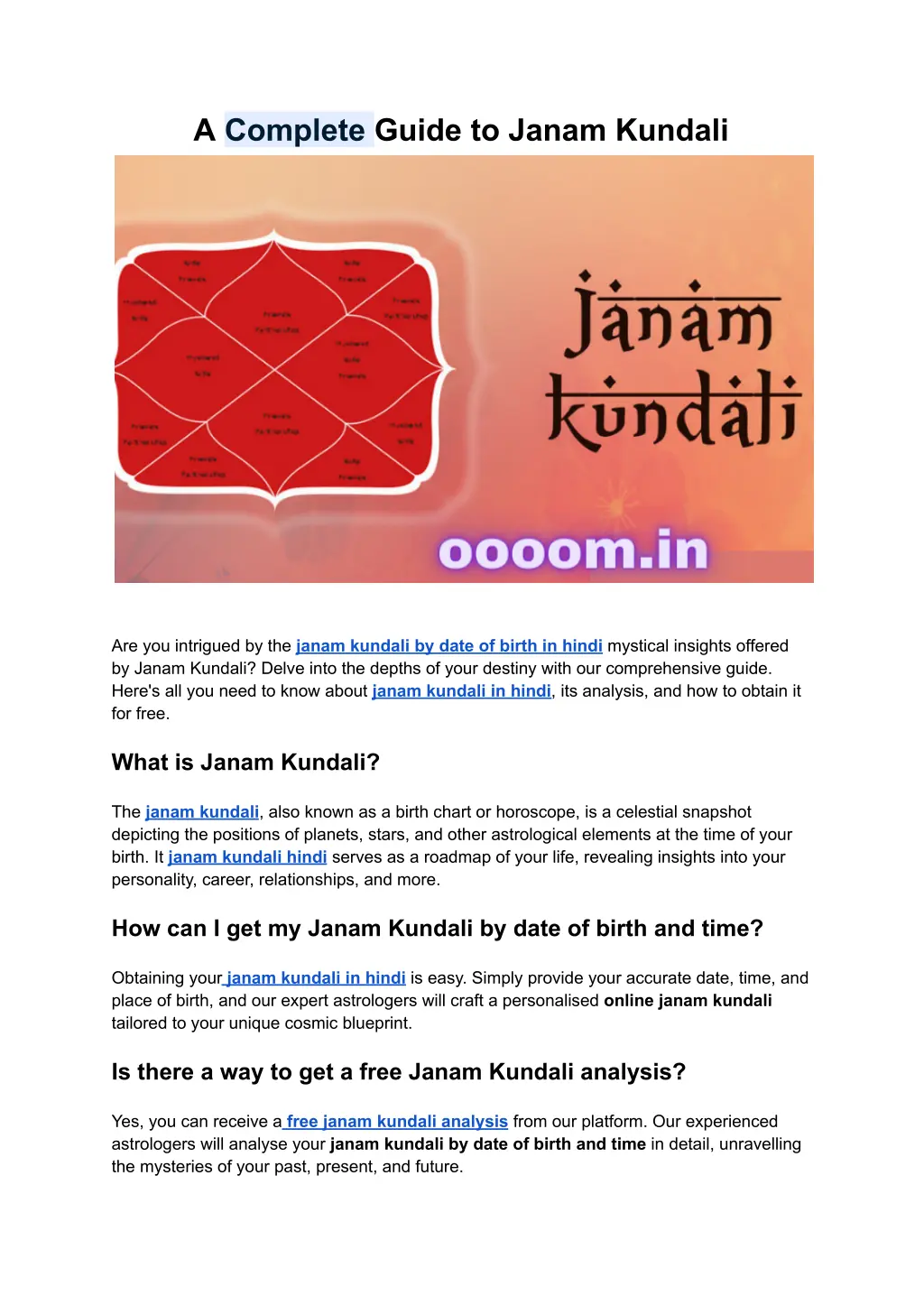 a complete guide to janam kundali n.