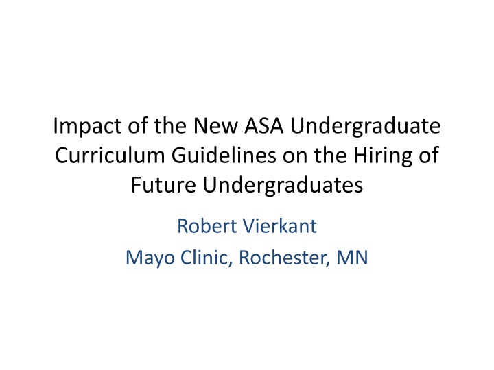 impact of the new asa undergraduate curriculum n.w