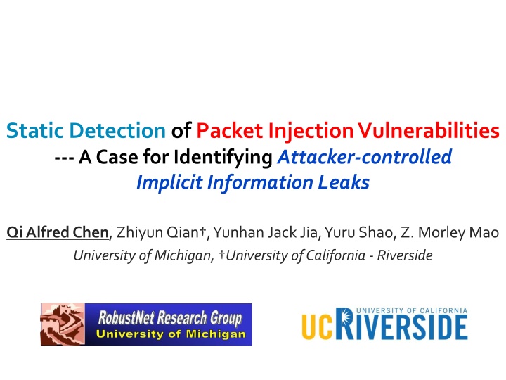 static detection of packet injection n.w