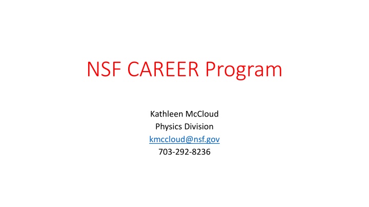 nsf career program n.w
