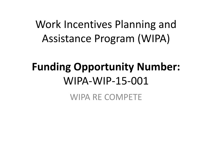 work incentives planning and assistance program n.w