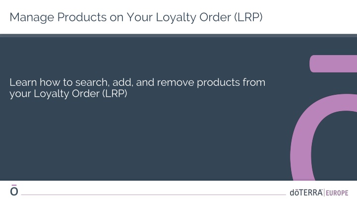 manage products on your loyalty order lrp n.w