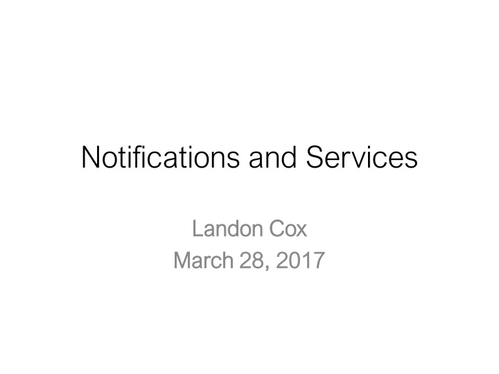 notifications and services n.w