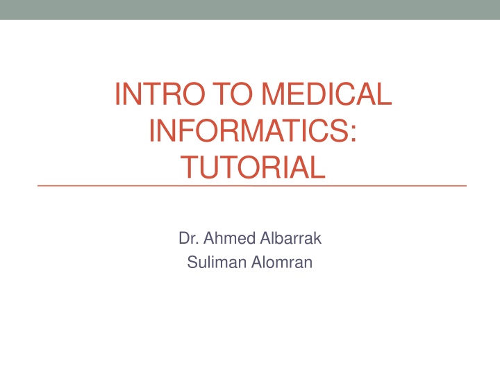 intro to medical informatics tutorial n.w
