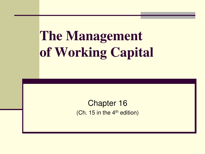 the management of working capital n.w