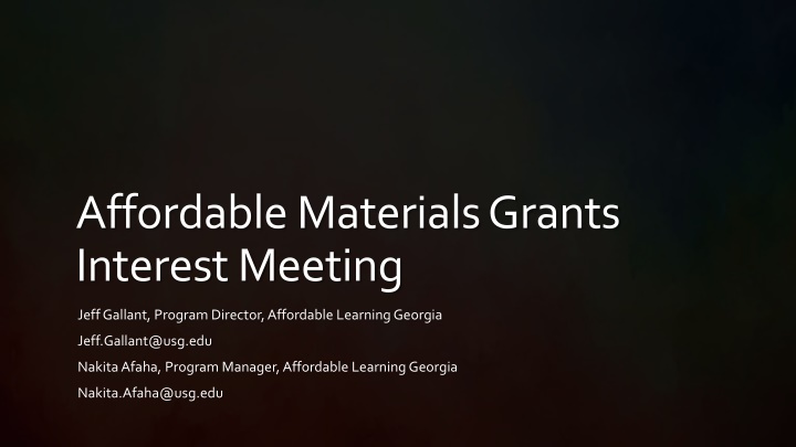 affordable materials grants interest meeting n.w