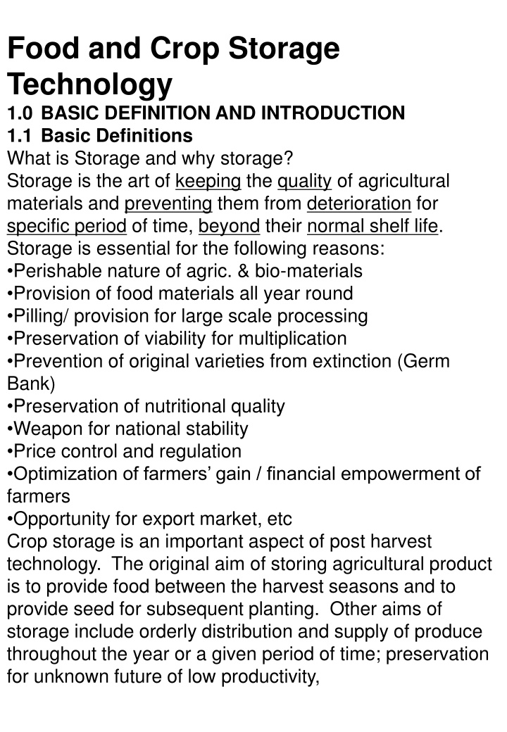 food and crop storage technology 1 0 basic n.w