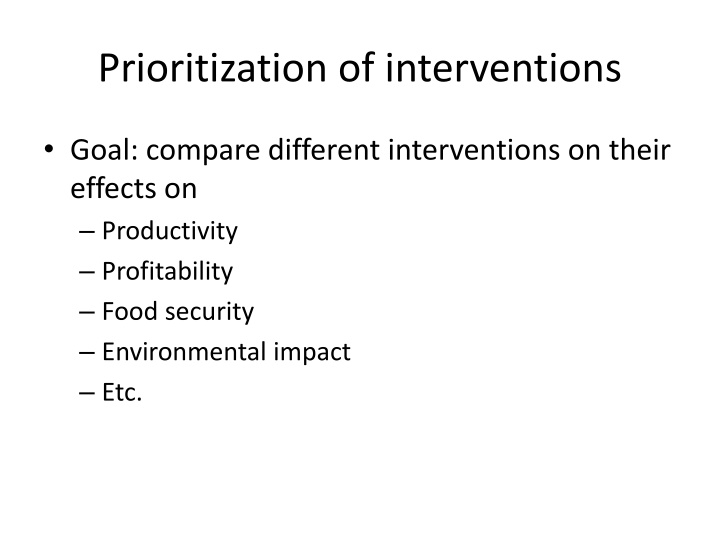 prioritization of interventions n.w