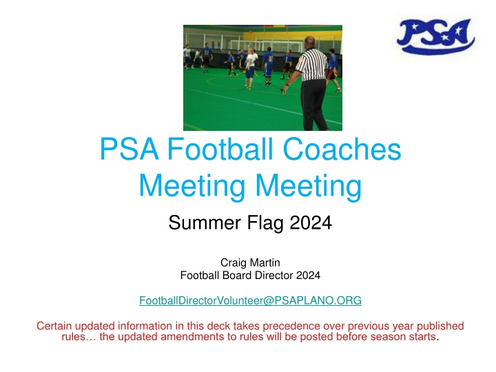 psa football coaches meeting meeting summer flag n.w