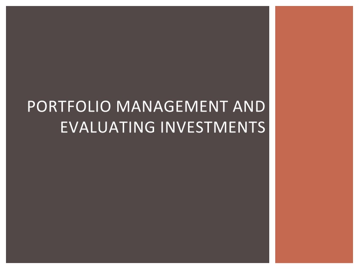 portfolio management and evaluating investments n.w