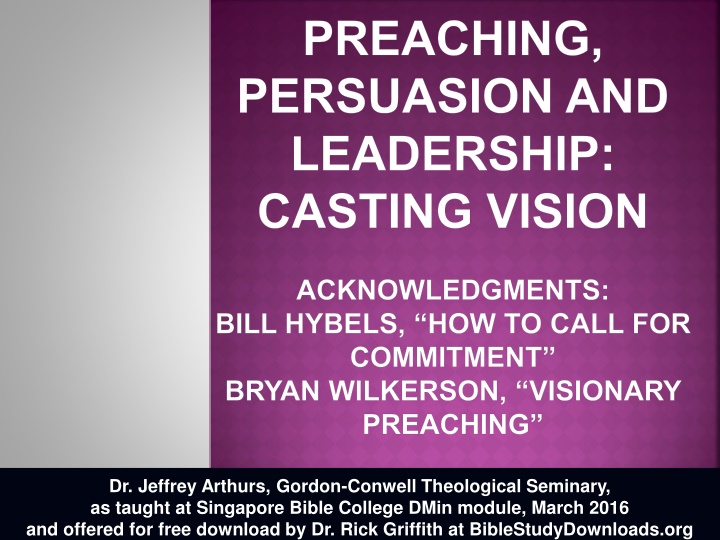 preaching persuasion and leadership casting vision n.w