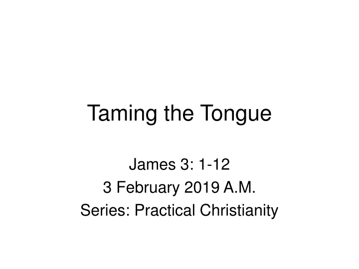 taming the tongue n.w