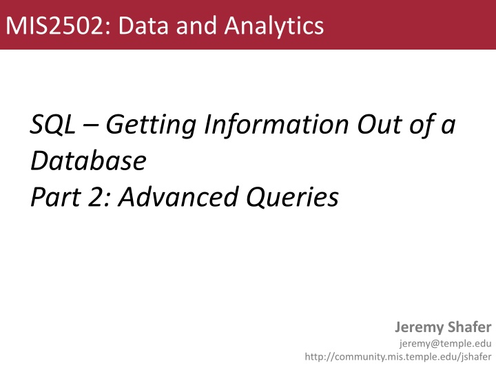 mis2502 data and analytics n.w