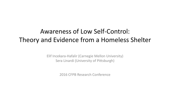 awareness of low self control theory and evidence n.w