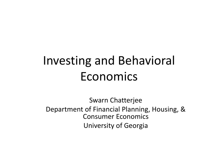 investing and behavioral economics n.w