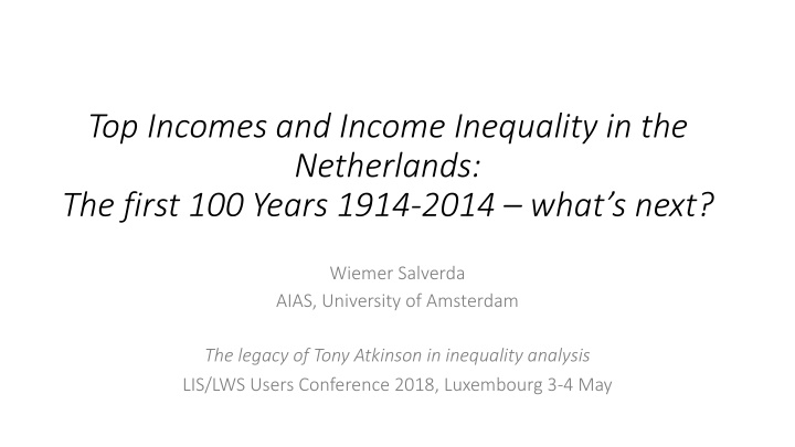 top incomes and income inequality n.w