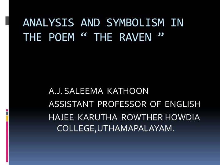 analysis and symbolism in the poem the raven n.w