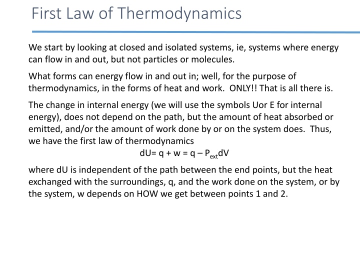 first law of thermodynamics n.w