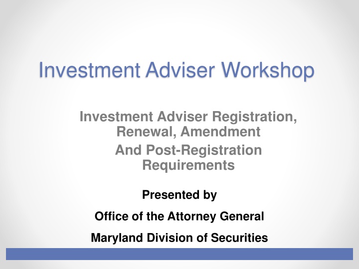 investment adviser workshop n.w