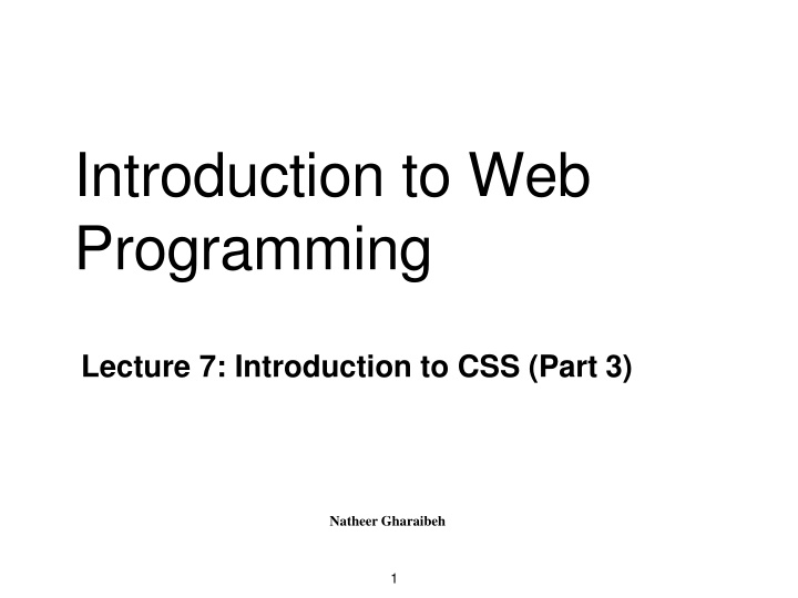 introduction to web programming n.w