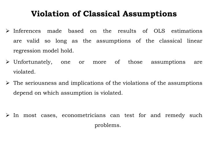 violation of classical assumptions n.w
