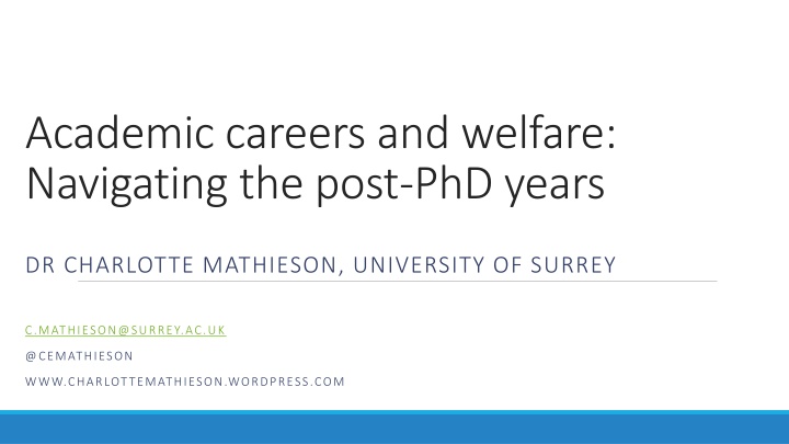 academic careers and welfare navigating the post n.w